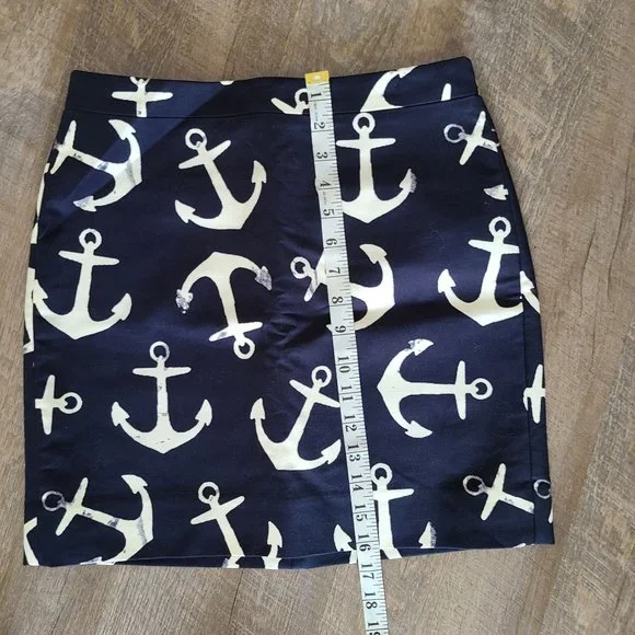 J. Crew Women's Size 0 Dizzy Anchors Postage Stamp Mini Skirt Nautical NEW - Picture 10 of 11